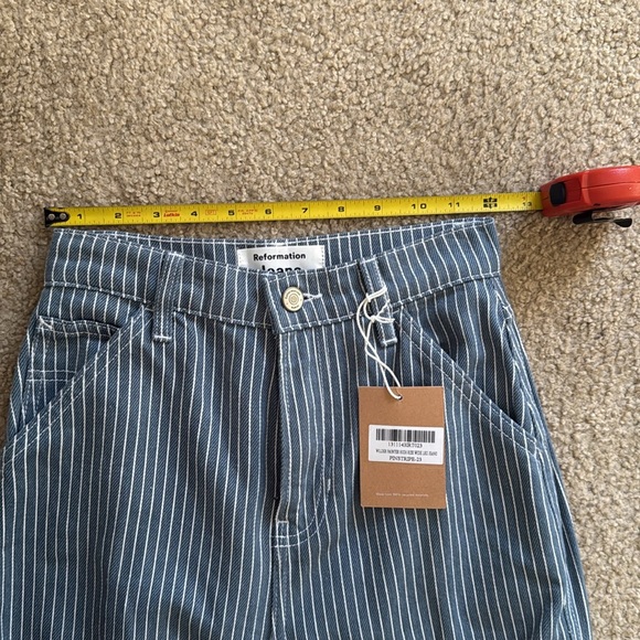 Reformation Jeans Wilder Painter High Rise Wide Leg Jean in Pinstripe NWT Sz 23 - Picture 8 of 8
